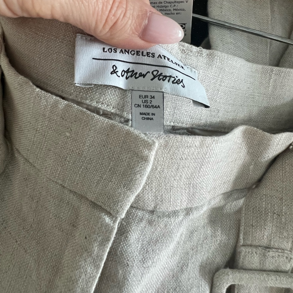 &other stories - linen pants - size 2US - beige / oatmeal